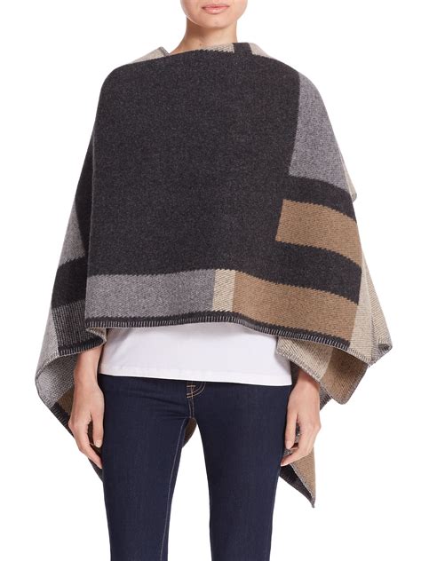 burberry mega check wool cashmere cape|Burberry Check wool cape.